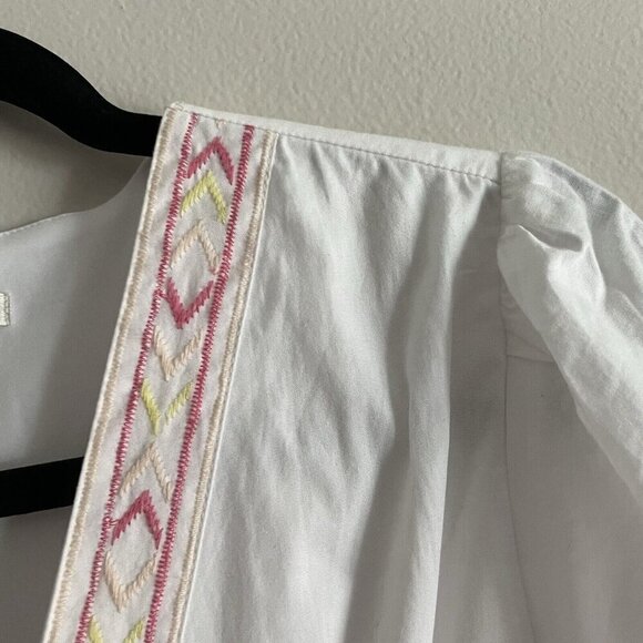 Versona Women S White Pink Eyelet Embroidered Boho V-Neck Tiered A-Line Sundress - Picture 6 of 10